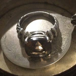 Vintage .925 Bali ring with large Smokey quartz